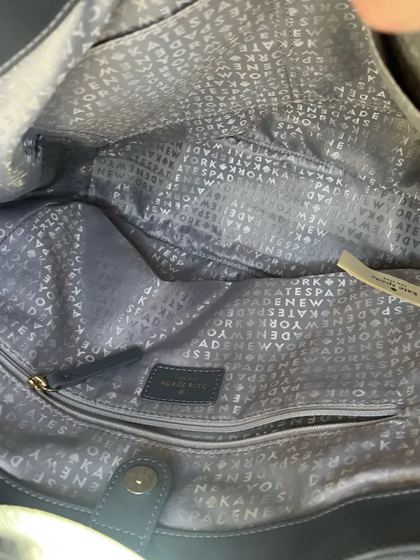 Kate Spade Gray Nylon Tote Bag Gold Hardware Double Handle Shoulder Bag EUC - Image 8
