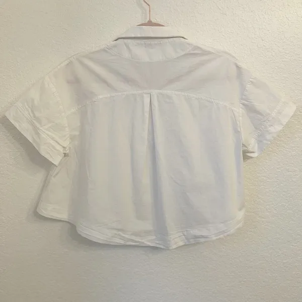 Mabel Frost Tanvi Top Button Up Shirt S Cropped Boxy Oversized Minimalist Spain - Image 6