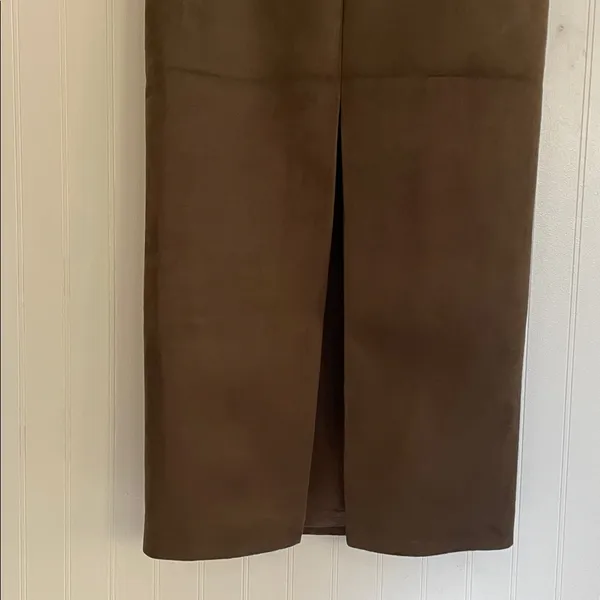 MESHKI Hayes Faux Vegan Suede Midi Maxi Skirt in Chocolate Brown Size XS NWT - Image 9