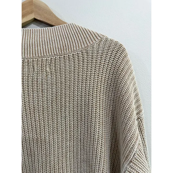 Aerie Womens Tan Marled Shaker Knit V-Neck Sweater Size M Long Sleeve Pullover - Image 6
