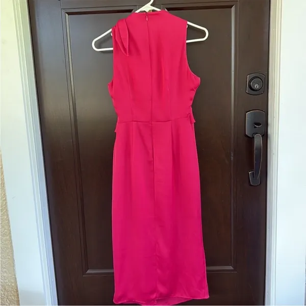 NWT Banana Republic Tie Neck Sleeveless Sheath Midi Dress Fuchsia size 0 - Image 9