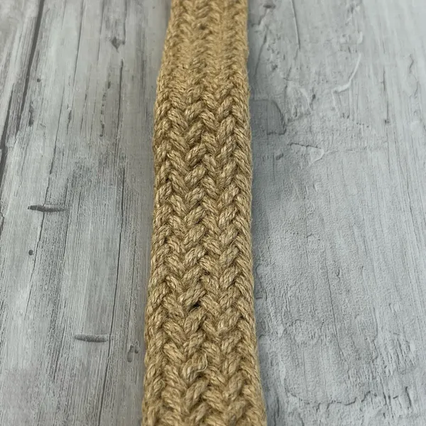 Brown Braided Rope Leather Gold Buckle Belt 37" - Image 3