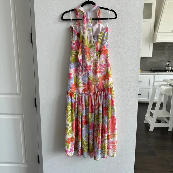 Dress Forum Drop waist tropical Midi Halter Dress Size Small - Image 6