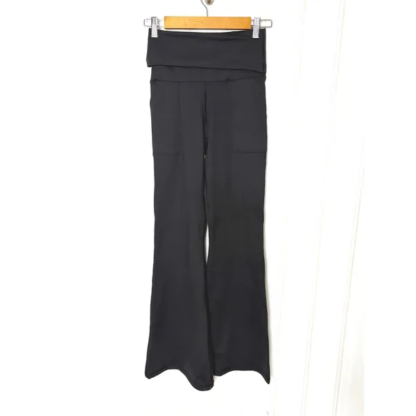 OFFLINE by Aerie Foldover Flare Leggings Black High Rise Pockets S - Image 6