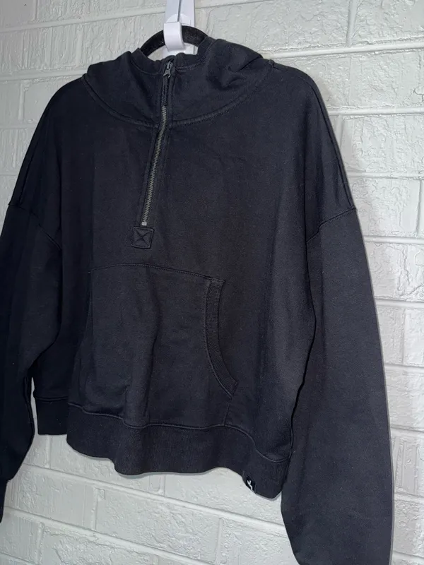 NWT JOYLAB M women’s French Terry 1/2 Zip Hooded Pullover Sweatshirt Sz M✨ - Image 3
