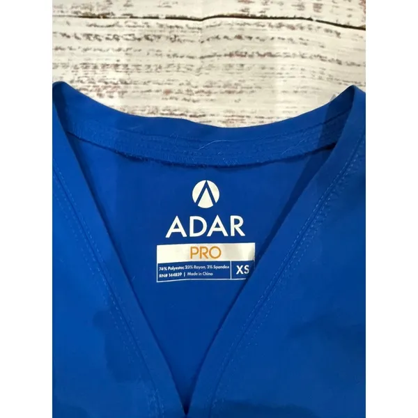 Adar Pro Women's Scrub Set XS‎ Royal Blue V-Neck Top & Pants Workwear - Image 4