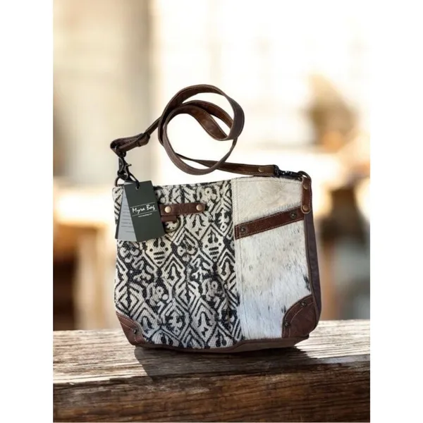 Myra Heron Cowhide Rug Crossbody Shoulder Bag Boho Western - Image 6