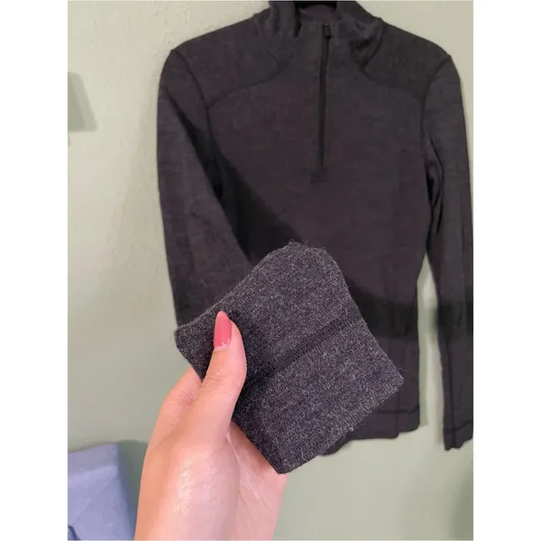 Women’s Smartwool 100% Merino Wool Long Sleeve Quarter Zip Base Layer Charcoal S - Image 4