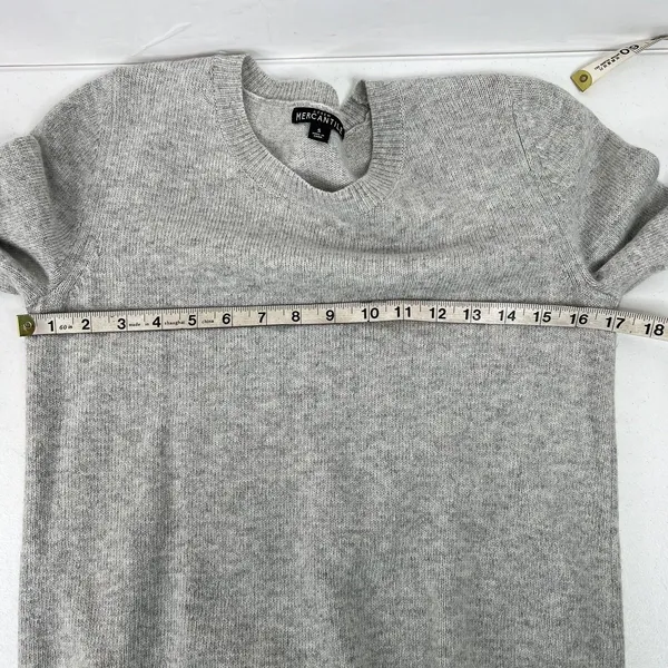 J.Crew Small Sweater Gray Tiered Bell Sleeve Crew Neck Heathered Knit Pullover - Image 10