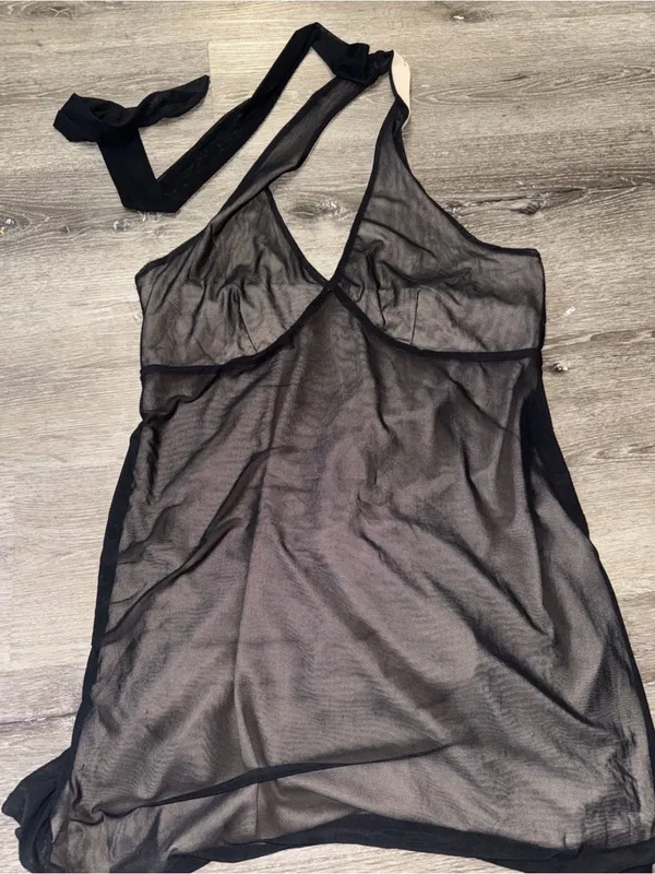 Women's Scarf Halter Mesh Mini Dress - Wild Fable - Black, Sz XL - Image 3