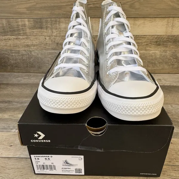 Converse Chuck Taylor All Star Hi Metallic Granite Silver A14875C US 9.5 WOMENS - Image 3
