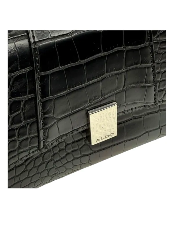 Aldo 𓆈 Vegan Croc Embossed Convertible Crossbody Top Handle Mini Bag 𓆈 Black 𓆈 - Image 13
