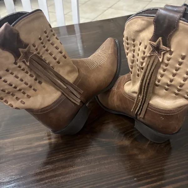 Laredo Women's Fringe Western Boot Snip Toe Brown Sz 8 Cowgirl Equestrian Rodeo - Image 8