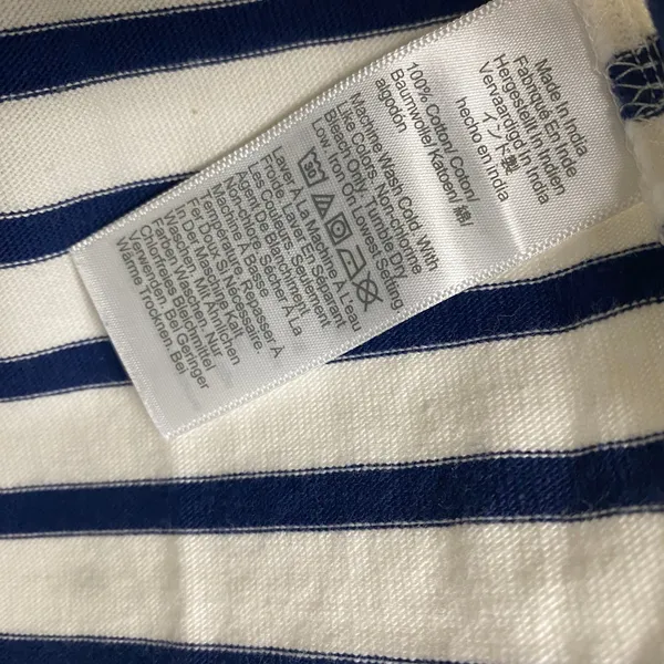 J Crew Top Womens Small‎ Blue Striped Boatneck Top Heart Elbow Patches Nautical - Image 7