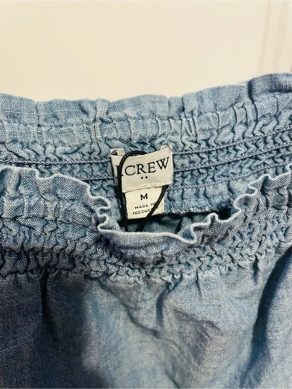 J. Crew Light Blue Chambray Smocked Trim Tank - Image 2