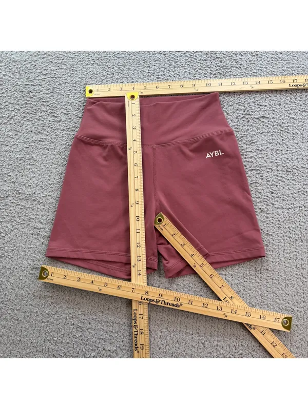 AYBL High Waisted Biker Shorts Women's Small Mauve Pink Gym Workout Activewear - Image 3