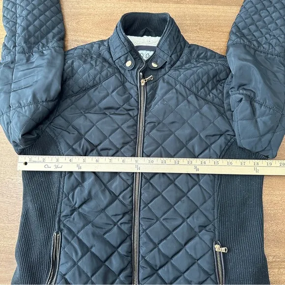 Ci Sono Quilted Puffer Jacket Womens Large Preppy Winter Elbow‎ Patches Zip Up - Image 15