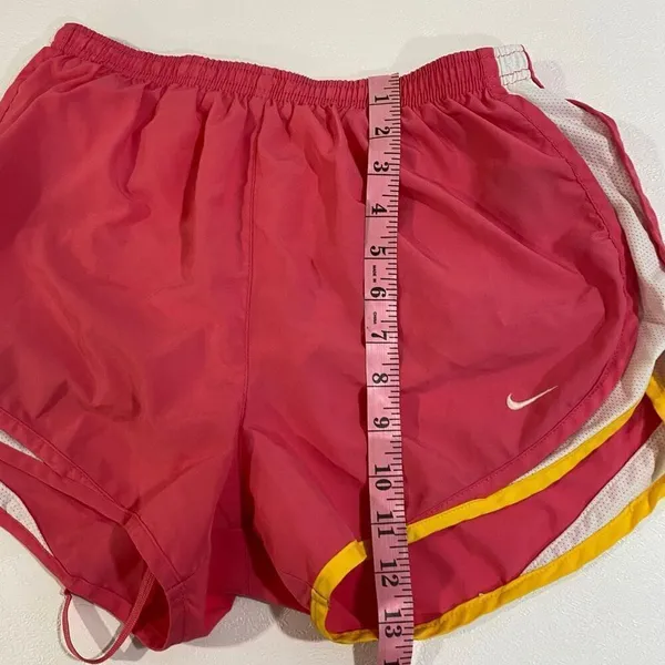 Nike FitDry Tempo Running Shorts Women’s Medium Red Yellow Trim Activewear - Image 6