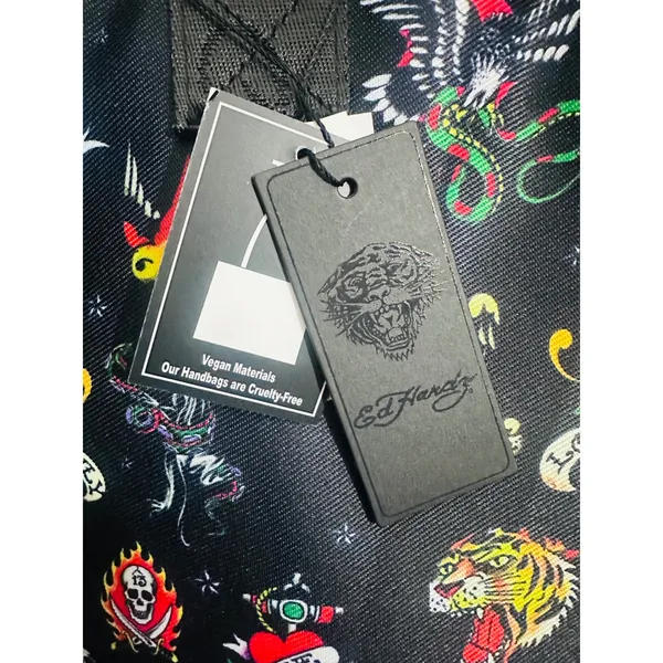 NWT Ed Hardy Black Tattoo Flash Skull Y2K Tote Shoulder Bag Charms Love‎ Kills - Image 2