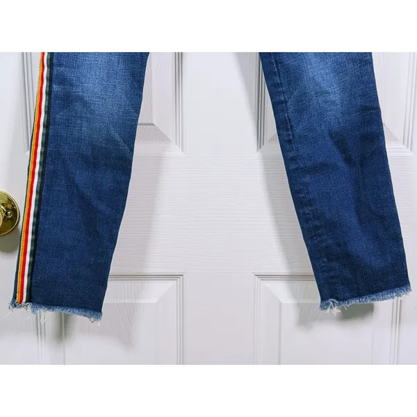 Y2K Abercrombie & Fitch Simone High Rise Jeans Size 27 Rainbow Side Stripe Denim - Image 10