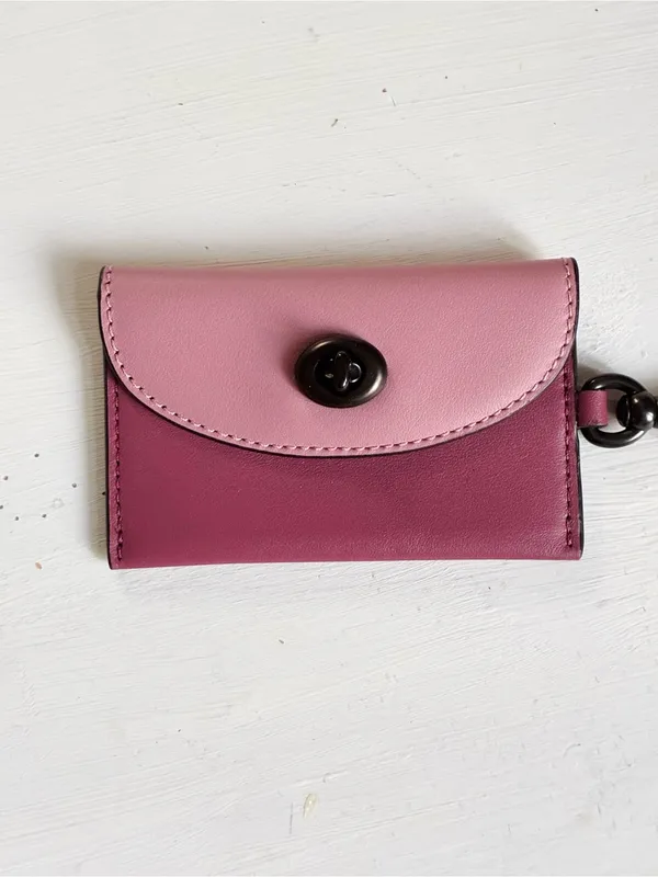 Coach Turnlock Leather Card Case Bag Charm in Colorblock - Image 3
