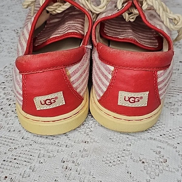 UGG Eyan ll striped low top canvas rope laced up red white sneakers shoes sz 9 - Image 5