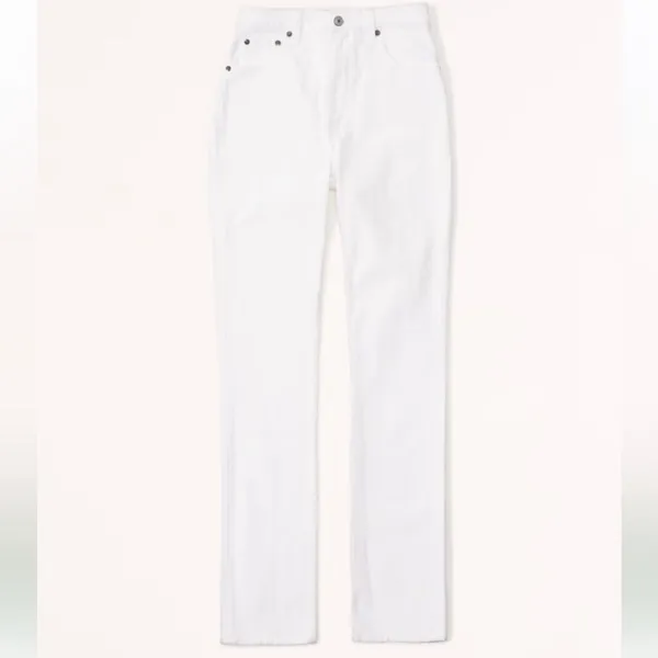 Abercrombie & Fitch High-Rise Straight Leg Jeans in White - Image 6
