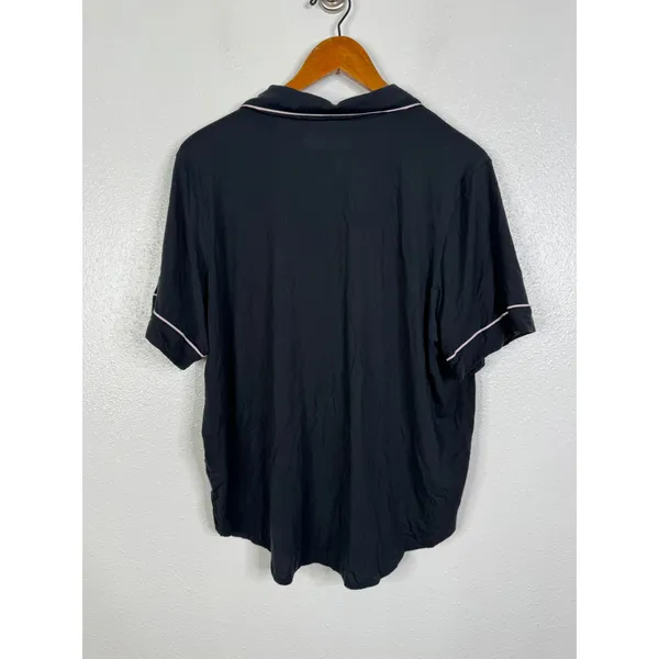 Victorias Secret Pajama Set L Black White Piping Modal Short Sleeve Button Down - Image 3