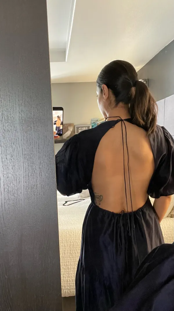 SIR. Open Back MIDI Dress Navy Blue Size 6 - Image 5