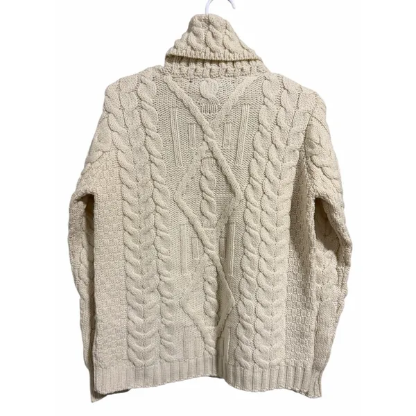 Inis Crafts Fisherman Cable Knit Turtleneck Sweater‎ Ivory Women's Size Small - Image 2