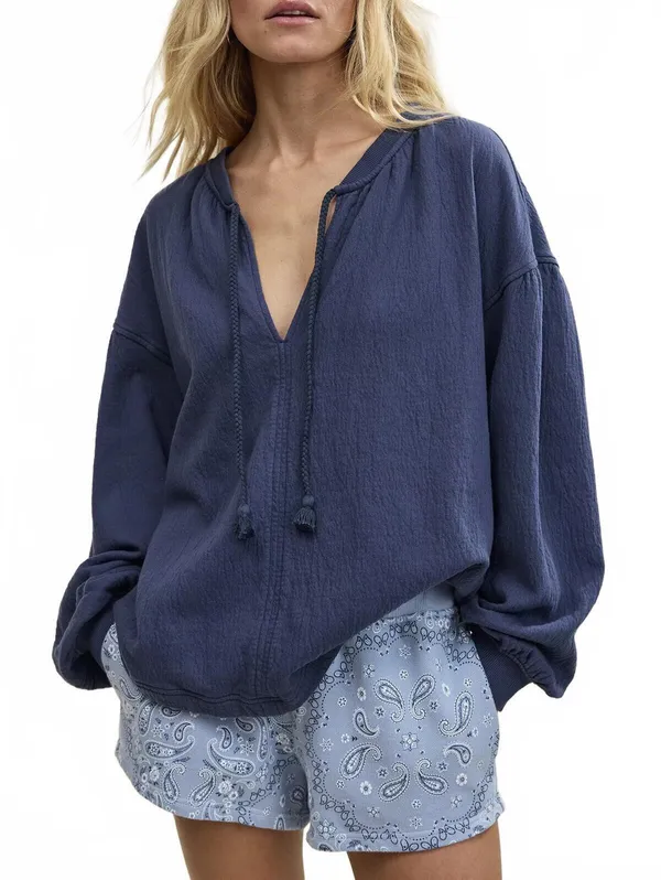 AE Aerie Easy Street Sweatshirt American Eagle NWT Fresh Bright Blue XS - Image 3