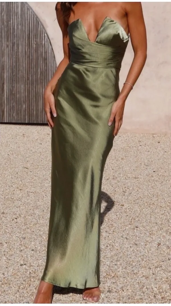 Billy J Valerie Olive Strapless Maxi Dress - Image 12