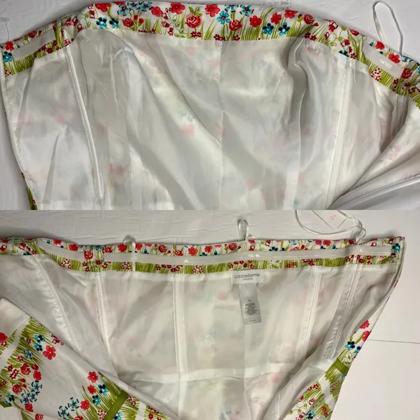 Liz Claiborne Spring Parade Strapless A-line Dress 10 White Floral Cottage NWT - Image 9