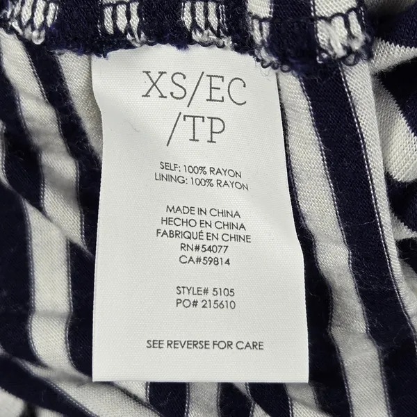 Cabi 5105 Navy White Boat Striped Sleeveless Maxi Dress XS Faux Wrap Nautical - Image 6