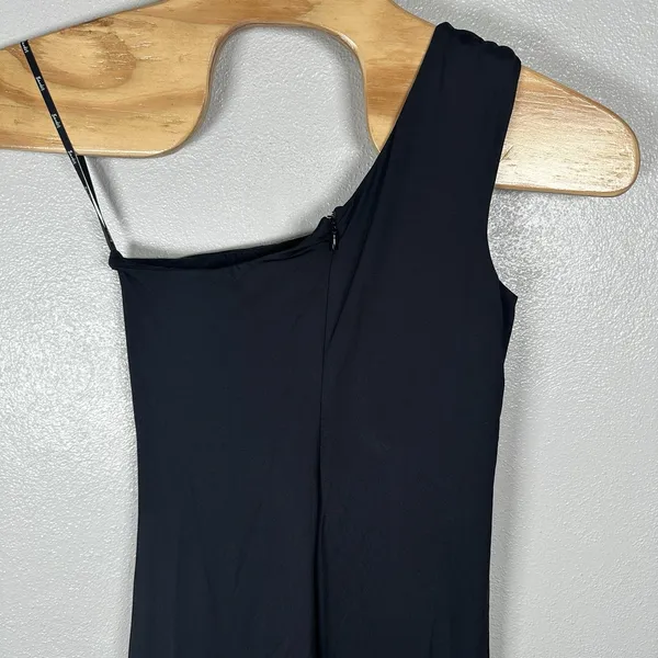 Bardot One Shoulder Bodycon Midi Dress Womens Size 8/Medium Black Slit Cocktail - Image 5
