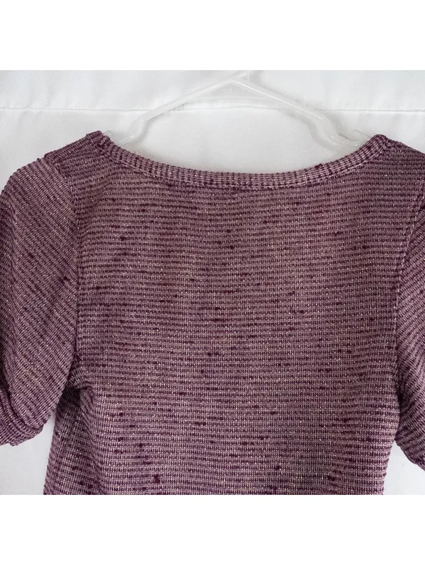 Free People Metallic Ribbed Scoop Purple Top Women Small - Image 7
