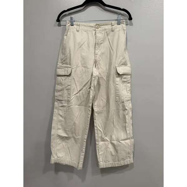 Uniqlo Cargo Pants Women's XS Beige Wide Leg‎ Cotton Utility Gorpcore - Image 2