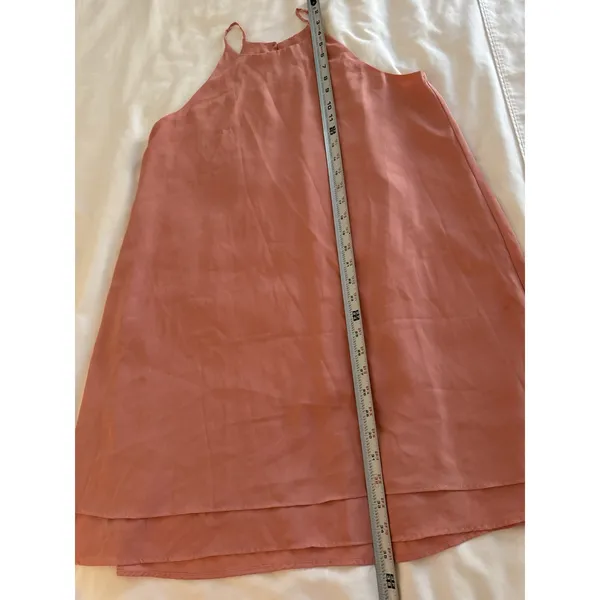 Pink Rose Coral Dress Sleeveless Halter High Neck Mini Flowy Boho Cottagecore - Image 5