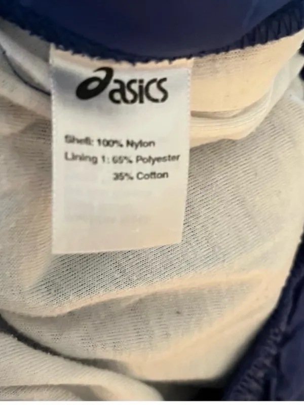 ASICS Retro Tear Away Nylon Pants Royal Blue with White Side Stripes Small - Image 4
