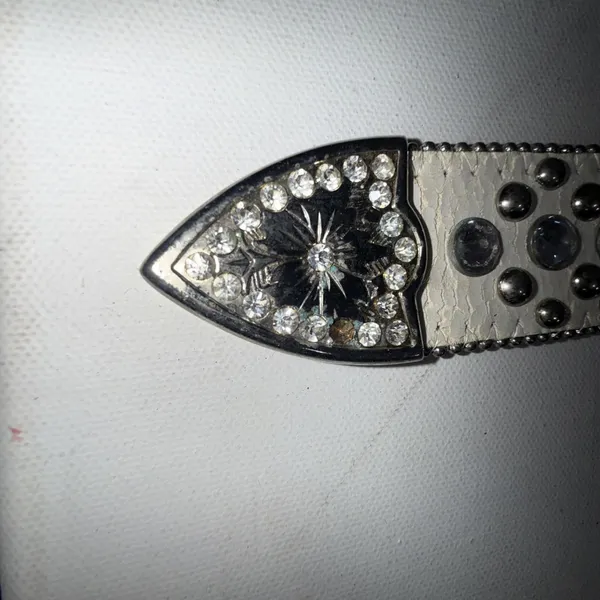 Vintage Chunky Y2K Studded Equestrian Western Boho Preppy Metal White Cross Belt - Image 13
