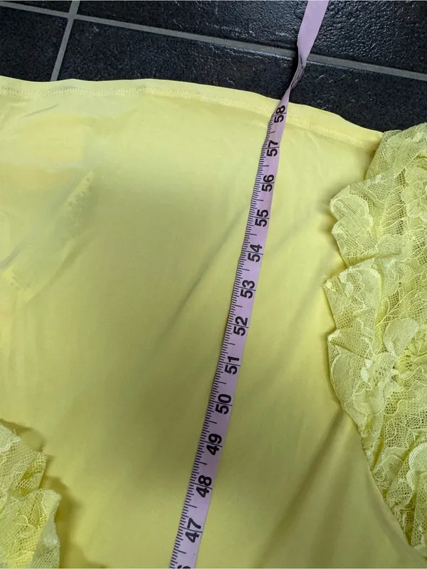 ASOS Cami Strap Lace Panel Maxi Dress Ruffle Detail Pastel Butter Yellow 12 NEW - Image 12