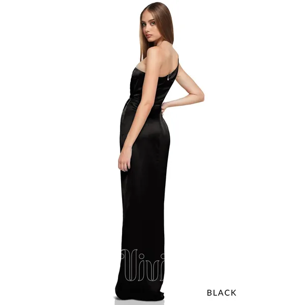 NWT Nookie Sz L Virtue Black One Shoulder Thigh High Slit Evening Cocktail Gown - Image 2