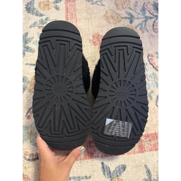 Ugg Women's Disquette Black Shearling Platform Slippers Clogs Size 8 - Image 6