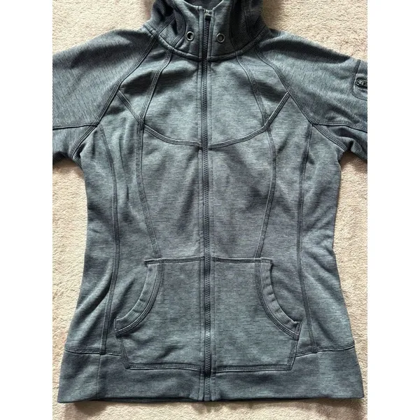 Athleta Women's Gray Full Zip Hooded Sweatshirt‎ Size Small - Image 2