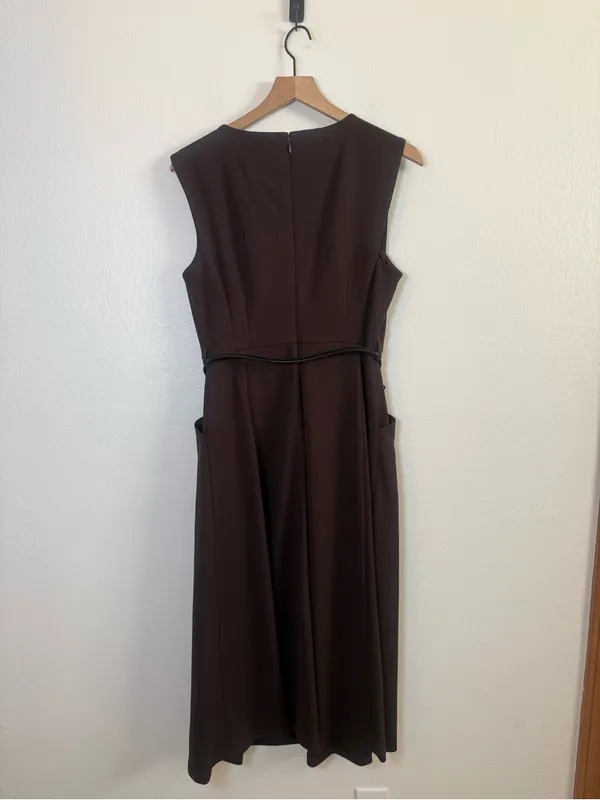 Donna Karan Belted Draped Asymmetric Dress - Image 6