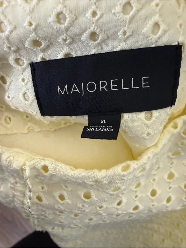 Majorelle Spencer Dress Mini in Lemon Cream Butter Yellow Eyelet Cut Out XL - Image 6