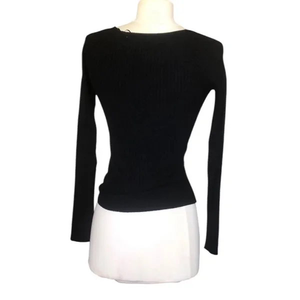 L*Space Camryn Black Ribbed Knit Sweetheart Neck Sweater Women’s Small NWT - Image 4