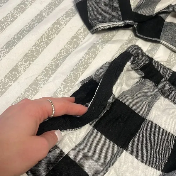 Colsie Plaid PJ Shorts and Top Lounge Set in black plaid - Image 6