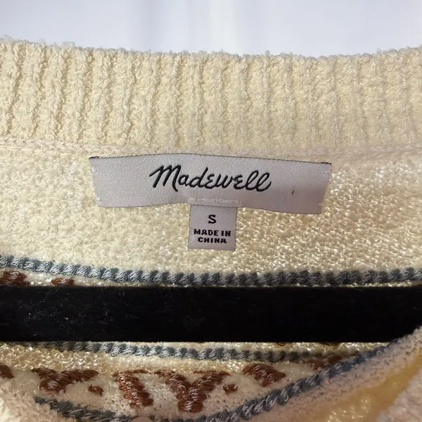 Madewell Embroidered Reseda Pullover Sweater in Cream Multi Size‎ Small - Image 3