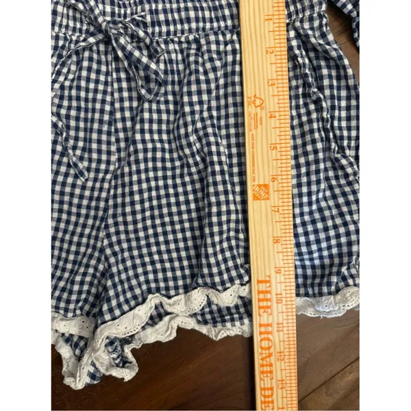 Caroline Constas 2pc Cotton Gingham Short Pajamas Set Size Navy Small - Image 6